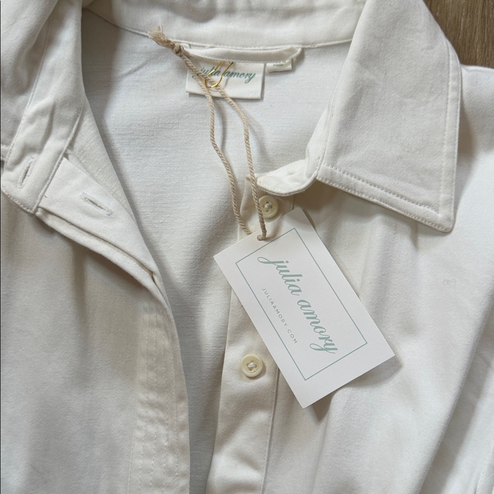 Julia Amory White Betty Dress Button-Front Belted Midi Dress xs - Picture 4 of 6